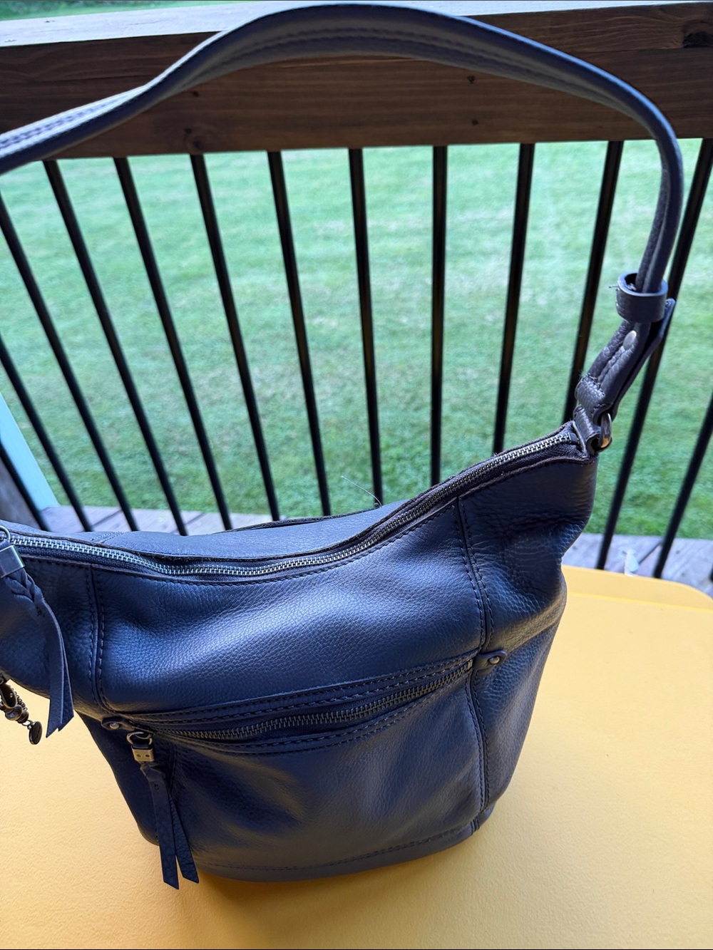 The Sak Gray Leather Hobo Shoulder Bag